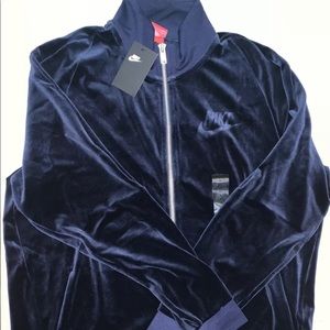 Nike Velour Track Jacket Navy Blue Men Size XL